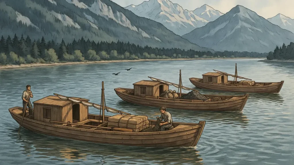 Die Schiffe bringen die Lebensmittel die Donau herauf – der Fluss trägt das Leben zurück.