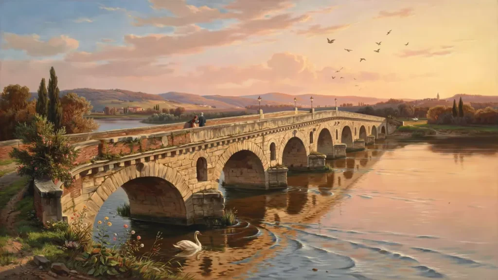 Eine Römerbrücke im Abendlicht – Spaniens stille Antwort auf Rom.
