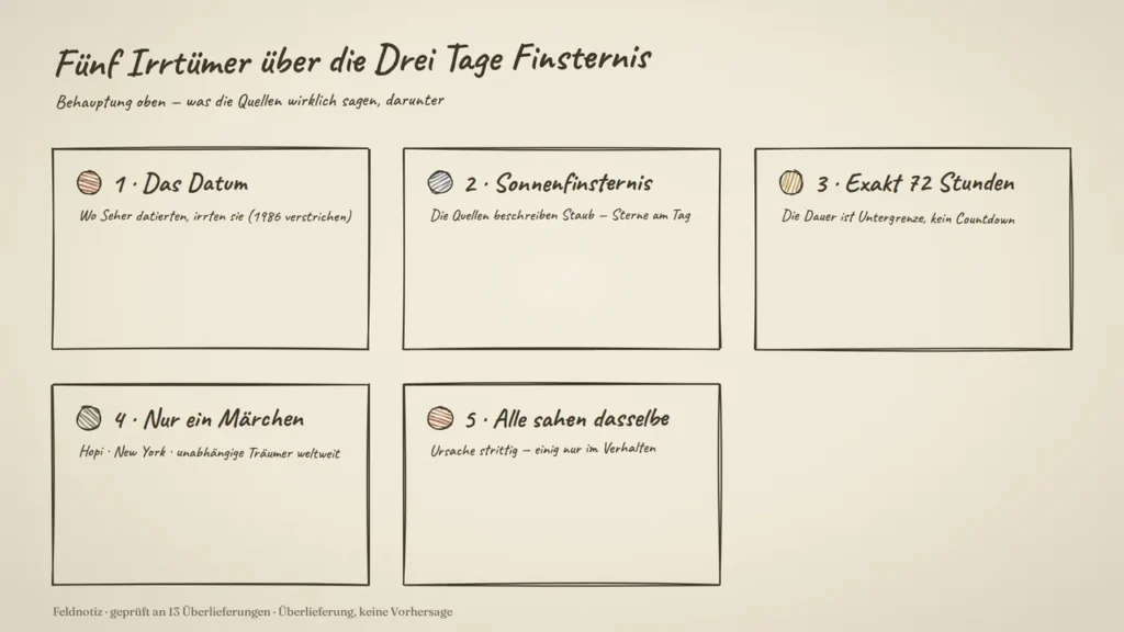 Grafik: Irrtum 4 und 5 — das Märchen und der Chor